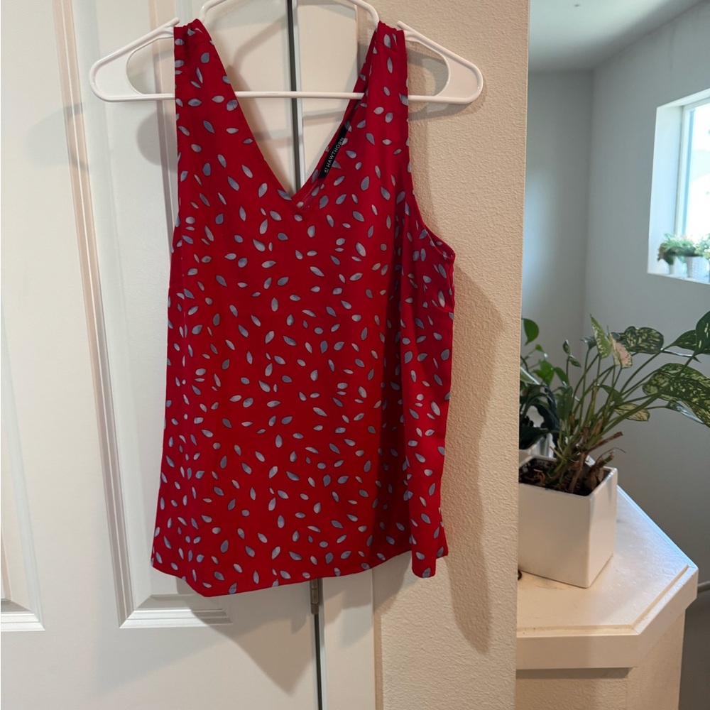 41 Hawthorn Red Printed V-Neck Sleeveless Top